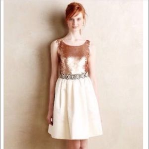Anthropologie Paper Crown Rose Gold Sequin Dress